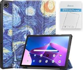 Tablet Hoes & Screenprotector geschikt voor Lenovo Tab M10 Plus (3e gen) tablet hoes en screenprotector - 2 in 1 cover - 10.6 inch - Tri-Fold Book Case - Sterrenhemel