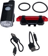 Dunlop Fietsverlichting Set - 2 Stuks: Rood / Wit Licht - Heroplaadbaar - Installatie Zonder Gereedschap