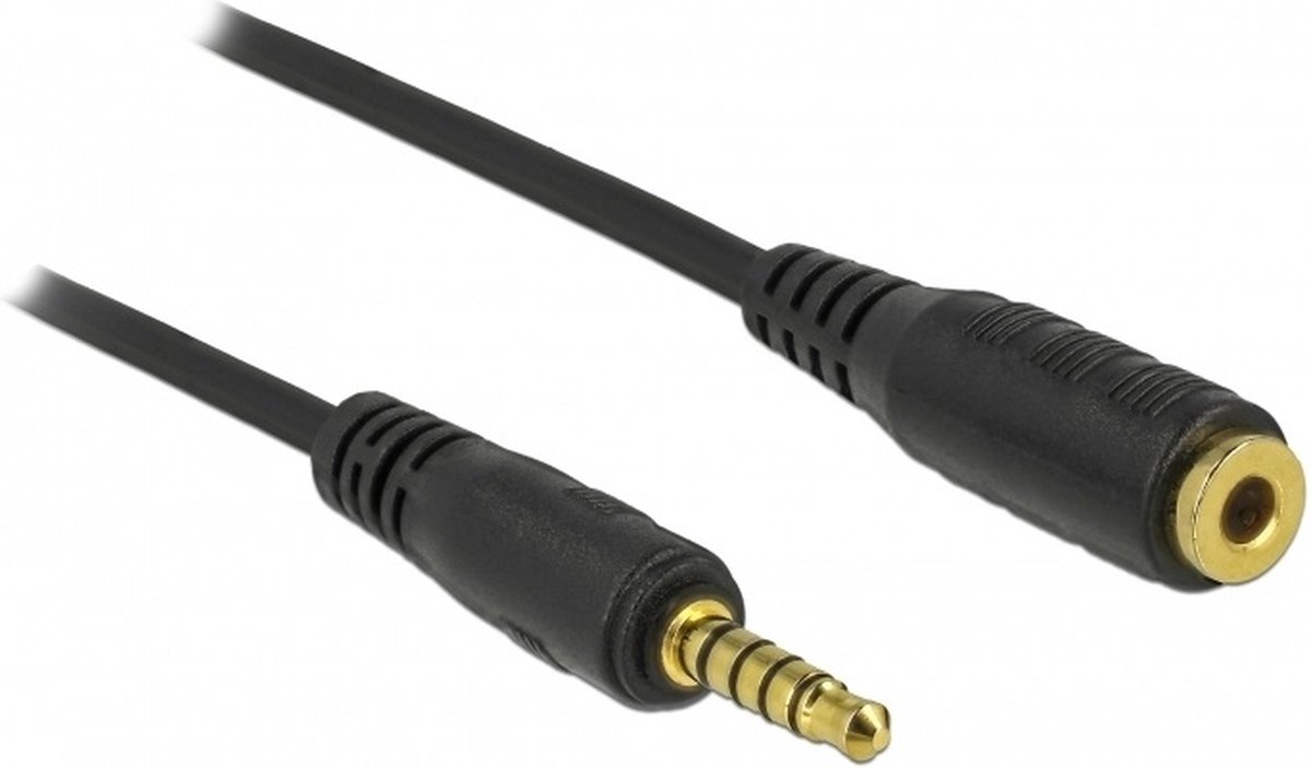 DeLOCK 3,5mm Jack 5-polig stereo audio verlengkabel / zwart - 1 meter
