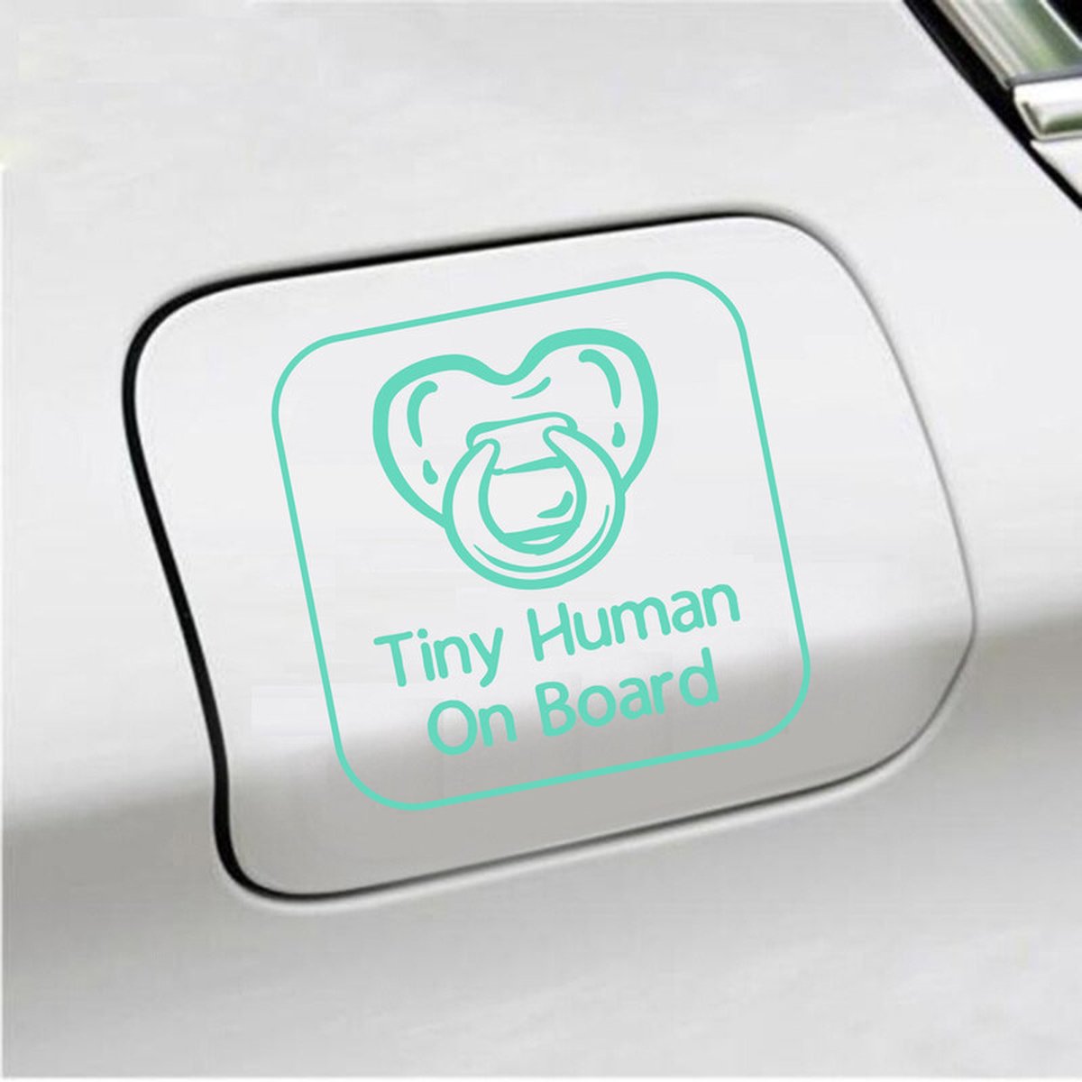 Bumpersticker - Tiny Human On Board - 14 X 14 - Mint