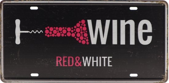 Wandbord – Mancave – Wine - Wijn – Vintage - Retro - Wanddecoratie – Reclame bord – Restaurant – Kroeg - Bar – Cafe - Horeca – Metal Sign – Mannen Cadeau - 15x30cm