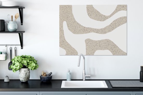 Tableau sur toile 80x60 cm - Décoration murale abstraite - Terrazzo - Design - Beige - Décoration murale salon - Décoration chambre - Accessoires de décoration - Peintures sur toile
