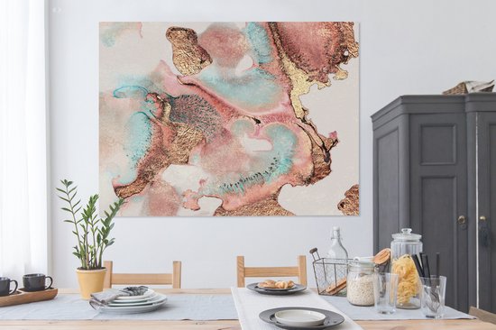 Tableau sur toile Encre - Pastel - Abstrait - 160x120 cm - Décoration murale XXL