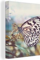 Tableau sur toile Papillon - Fleurs - Printemps - 30x40 cm - Décoration murale