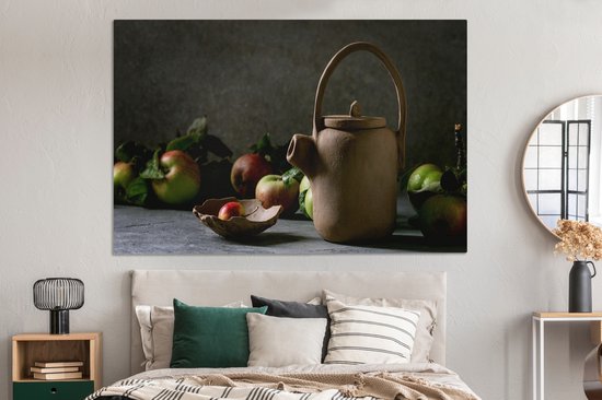 Toile Peinture Théière - Thee - Nature Morte - 150x100 cm - Décoration murale
