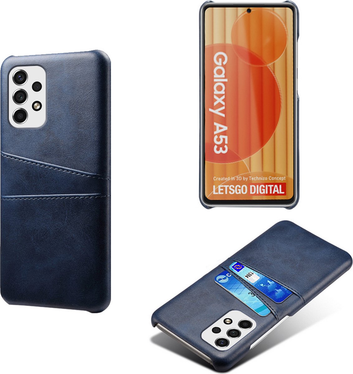 Backcover met Opbergvakjes + PMMA Screenprotector voor Galaxy A53 5G _ Blauw