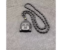 Wellness-House | Ketting Buddha Obsidiaan | Buddha Ketting | Meditatie Ketting | Amulet | Natuurstenen Ketting | Edelstenen Ketting | Obsidiaan | Beschermend | Aardend | Kracht | Unisex Ketting | Zen Sieraad | Zen
