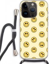 Case Company® - Hoesje met koord geschikt voor iPhone 14 Pro hoesje met Koord - Smiley N°2 - Telefoonhoesje met Zwart Koord - Extra Bescherming aan alle Kanten en Over de Schermrand