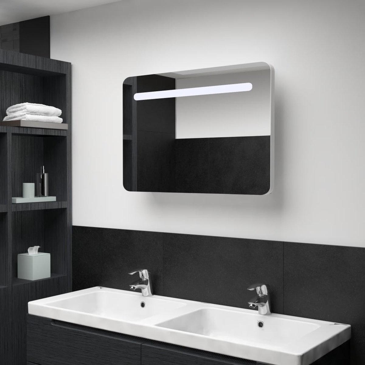 Prolenta Premium - Badkamerkast met spiegel en LED 80x9,5x55 cm