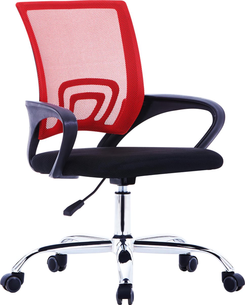 Prolenta Premium - Kantoorstoel met mesh rugleuning stof rood