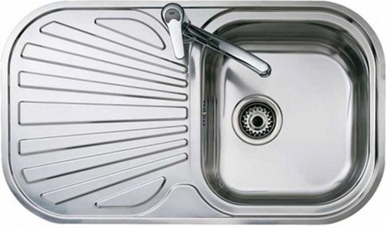 Teka COD42001 ronde spoelbak, Opbouw spoelbak, RVS, 45 cm doorsnee, Inbouw 40cm, Rubber stop