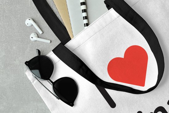 MuchoWow® Schoudertas - Strandtas - Big Shopper - Boodschappentas - I love - Lina - Meisje - 40x40 cm - Katoenen tas