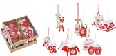 Wintersport kerstboomversiering - 12x stuks - wit en rood - 6-10 cm