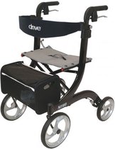 Rollator Nitro Medium - Zwart - 1.60m tot 1.80m - Opvouwbaar - Lichtgewicht - Weggewerkte remkabels - Grote voorwielen - Eenvoudig in hoogte verstelbaar - Inclusief rugsteun en stokhouder