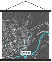 Posterhanger incl. Poster 40x40 cm - Schoolplaat - Plattegrond - Stadskaart - Velp - Kaart - Textielposter - Zwarte latten - Plattegrond