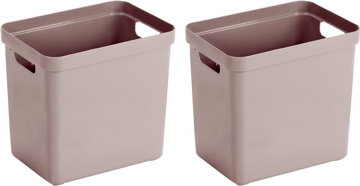Sunware Opbergbox Sigma - 2x - kunststof - roze - 25 liter - Opbergbakken/opbergers - 35 x 25 x 36 cm