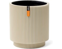Capi Europe - Vaas cilinder Groove Indoor - 23x25 - Beige - Opening Ø20 - Bloempot voor binnen - 5 jaar garantie - BGVBG315
