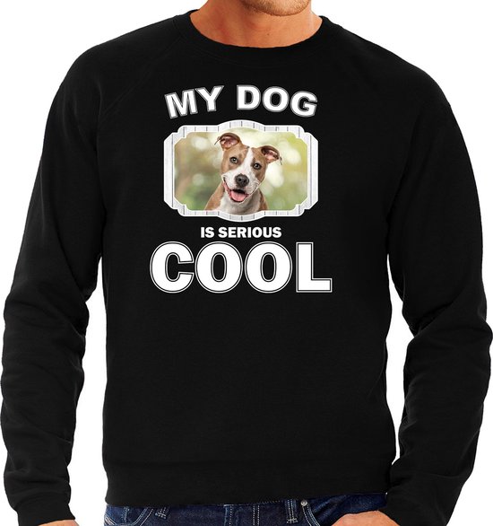 Staffordshire bull terrier honden trui / sweater my dog is serious cool zwart - heren - Stafford liefhebber cadeau sweaters L