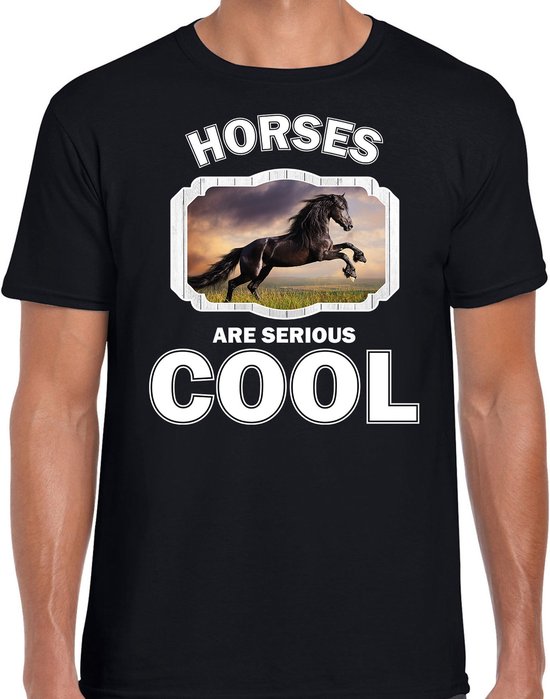 Dieren paarden t-shirt zwart heren - horses are serious cool shirt - cadeau t-shirt zwart paard/ paarden liefhebber S