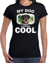 Rottweiler honden t-shirt my dog is serious cool zwart - dames - Rottweilers liefhebber cadeau shirt M