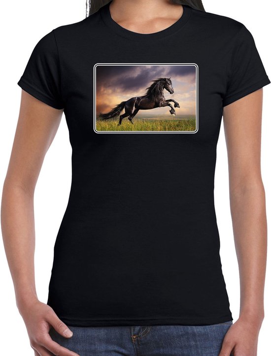 Dieren shirt met paarden foto zwart voor dames natuur paard cadeau t shirt bol
