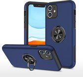 Smartphonica iPhone 11 Hoesje Met Magneet voor Autohouder en Ring Houder - Blauw / TPU / Back Cover geschikt voor Apple iPhone 11