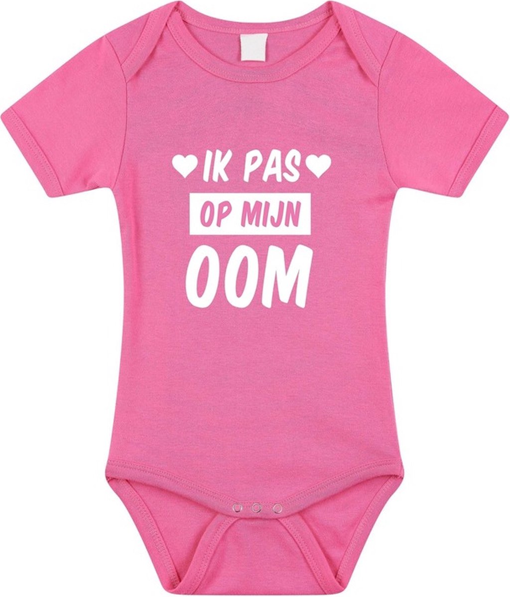 Ik pas op mijn oom tekst baby rompertje roze meisjes - Kraamcadeau - Babykleding 92