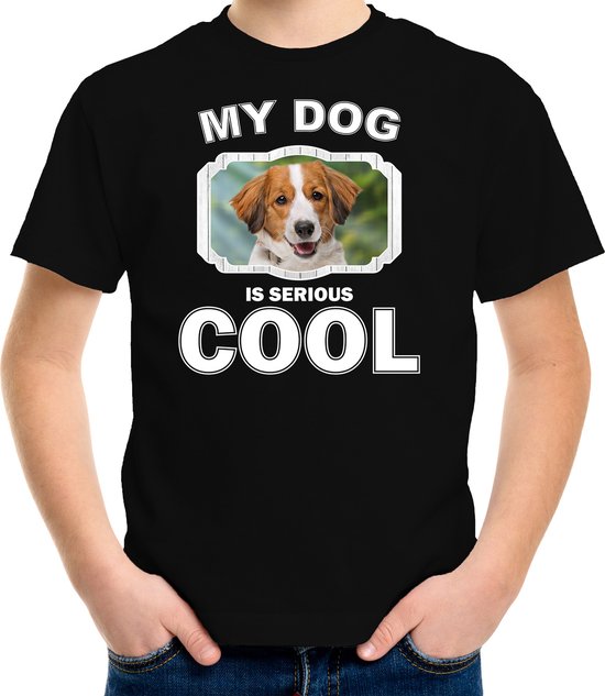 Kooiker honden t-shirt my dog is serious cool zwart - kinderen - Kooikerhondjes liefhebber cadeau shirt - kinderkleding / kleding 146/152
