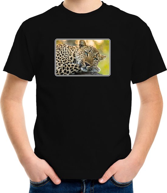 Dieren shirt met jaguars foto - zwart - voor kinderen - natuur / jaguar cadeau t-shirt 110/116