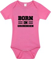Born in Groningen tekst baby rompertje roze meisjes - Kraamcadeau - Groningen geboren cadeau 68