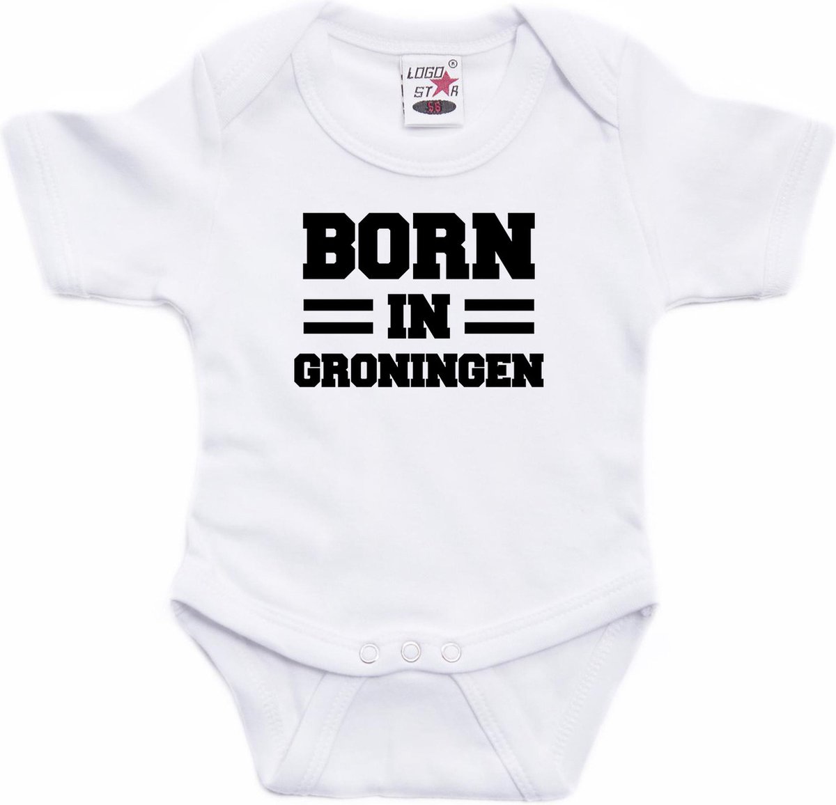 Born in Groningen tekst baby rompertje wit jongs en meisjes - Kraamcadeau - Groningen geboren cadeau 68