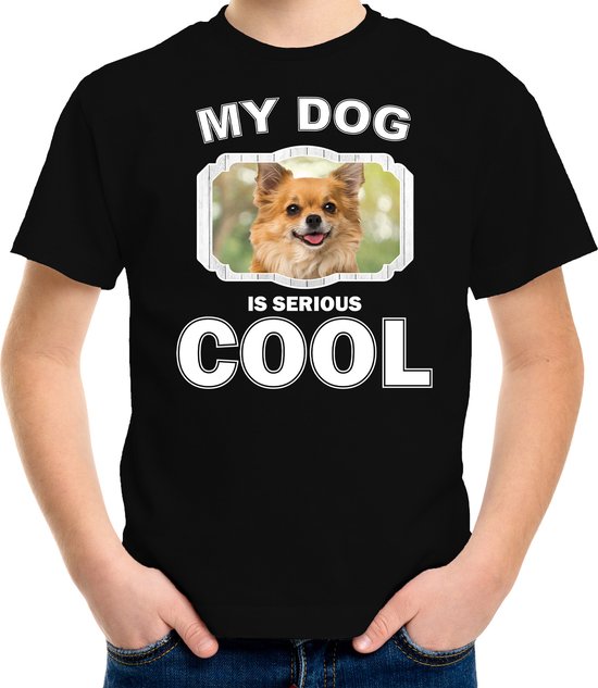 T-shirt pour chien Chihuahua Mon chien est sérieux noir cool - Enfant - Chemise cadeau amoureux des chihuahuas XL (158-164)