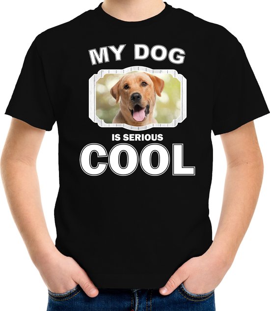 Labrador retriever honden t-shirt my dog is serious cool zwart - kinderen - Labradors liefhebber cadeau shirt - kinderkleding / kleding 134/140