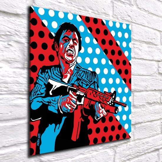 Tableau Mural Pop-art Scarface – Tony Montana – Acrylique Sur Toile, Verre – 5,4 Kg, Made In Germany