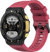Siliconen Smartwatch bandje - Geschikt voor Amazfit T-Rex 2 siliconen bandje - rood - Strap-it Horlogeband / Polsband / Armband