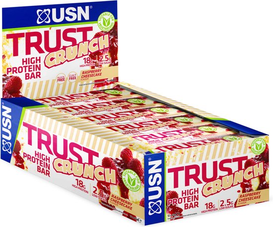 USN - Trust Crunch Protein Bar (Raspberry Cheesecake - 12 x 60 gram) - Eiwitreep - Energiereep