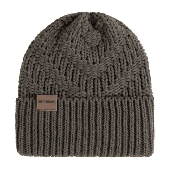 Knit Factory Sally Gebreide Muts Heren & Dames - Beanie hat - Cappuccino - Grofgebreid - Warme bruine Wintermuts - Unisex - One Size