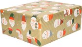 1x Rollen Inpakpapier/cadeaupapier kerst thema gekke kerstman goud 300 x 70 cm - Cadeauverpakking kadopapier