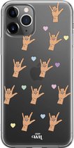 Rock Hands Nude - iPhone Transparant Case - Rockstar doorzichtig hoesje geschikt voor iPhone 11 Pro hoesje - Shockproof siliconen hoesje