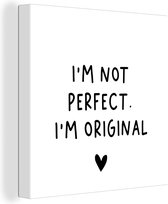 Tableau sur toile Citation anglaise Je ne suis pas parfait. Je suis original sur fond blanc - 20x20 cm - Décoration murale