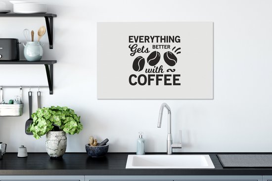 Peinture - Citation sur le Café Tout s'améliore avec le café - 90x60 cm - Toile