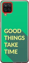 Samsung Galaxy A12 Telefoonhoesje - Transparant Siliconenhoesje - Flexibel - Met Quote - Good Things - Groen