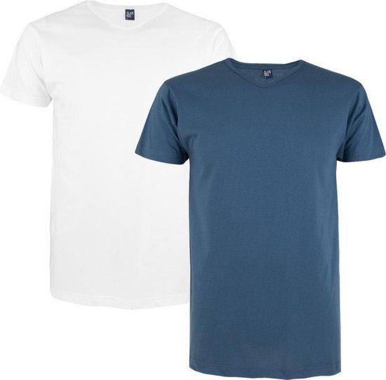 ALAN RED T-shirts Vermont (2-pack) - V-hals - wit en denim blauw - Maat: XL