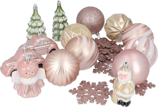 4goodz Ensemble de boules de Noël décoratives 20 pièces Rose clair - Intérieur/extérieur