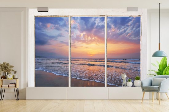 Papier peint - Papier peint photo murale Transparente - Mer - Plage - Largeur 450 cm x hauteur 300 cm