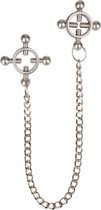 CalExotics - 4 Point Nipple Press w Chain - Bondage / SM Nipple clamps Zwart