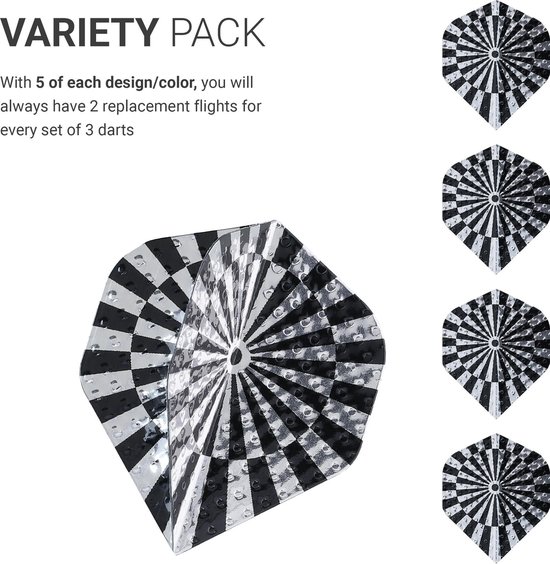 kwmobile 50x vervangende dart flights - Standaard vorm - 5 stuks per kleur en ontwerp - Universele dart flight set in meerkleurig van kwmobile — afbeelding 4