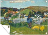 Tuinposter - Tuindoek - Tuinposters buiten - The swineherd - Paul Gauguin - 120x90 cm - Tuin