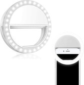 Selfie Ring Light Universeel - Selfie Ring Lamp Met Clip Universeel - Selfie Ringlight LED Light Op Batterij - Wit