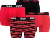PUMA Basic Stripe Boxershort - 4-pack - Rood - Maat XL
